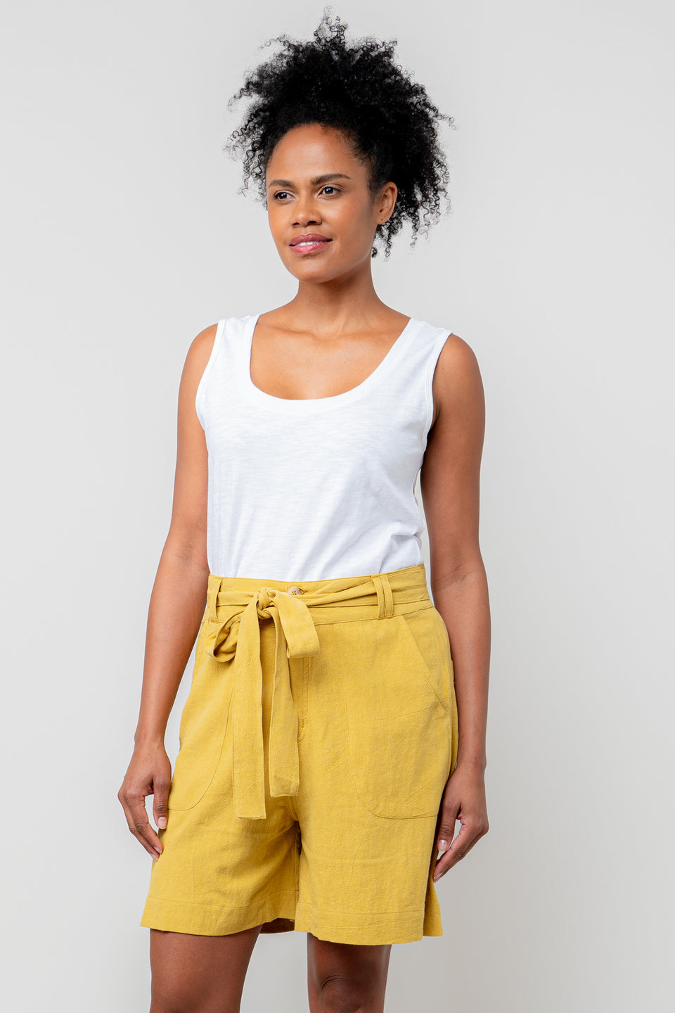 Lily & Me Naomi Linen Shorts in Ochre
