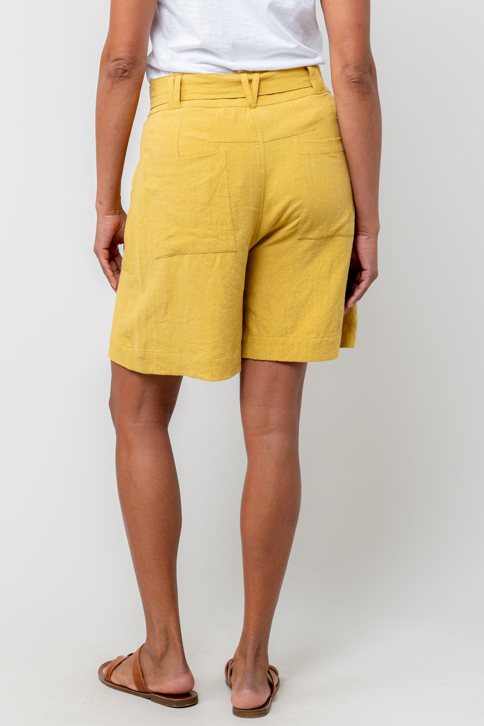 Lily & Me Naomi Linen Shorts in Ochre