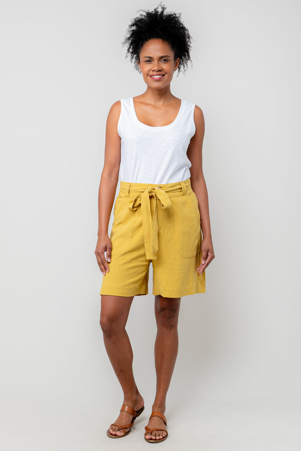 Lily & Me Naomi Linen Shorts in Ochre