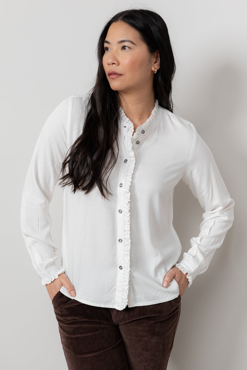 Lily & Me Sage Frill Blouse in Ivory