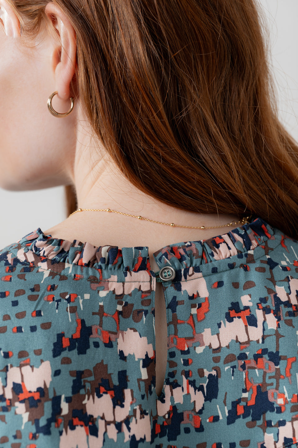 Lily & Me Fiona Gathered Neck Blouse Clover Sea Mist