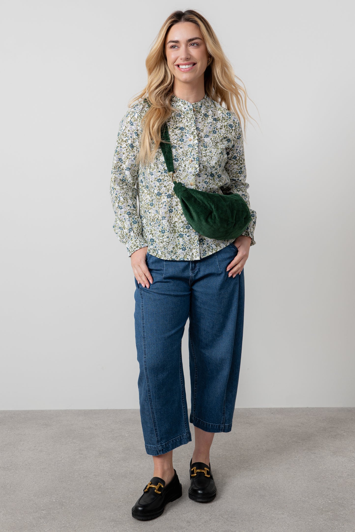 Lily & Me Jumbo Cord Sling Bag in Pine Green