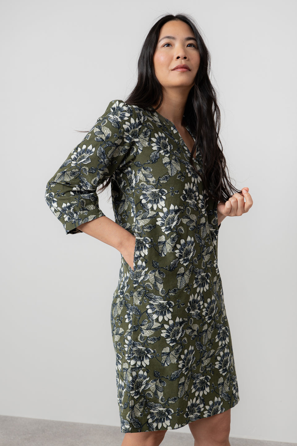 Lily & Me Harvest Cotton Pincord Shift Dress Moss