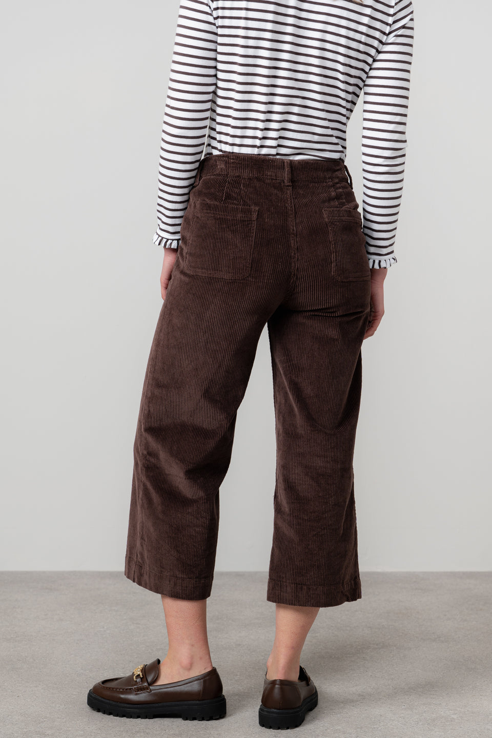 Lily & Me Isla Jumbo Cord Cropped Trousers Chocolate