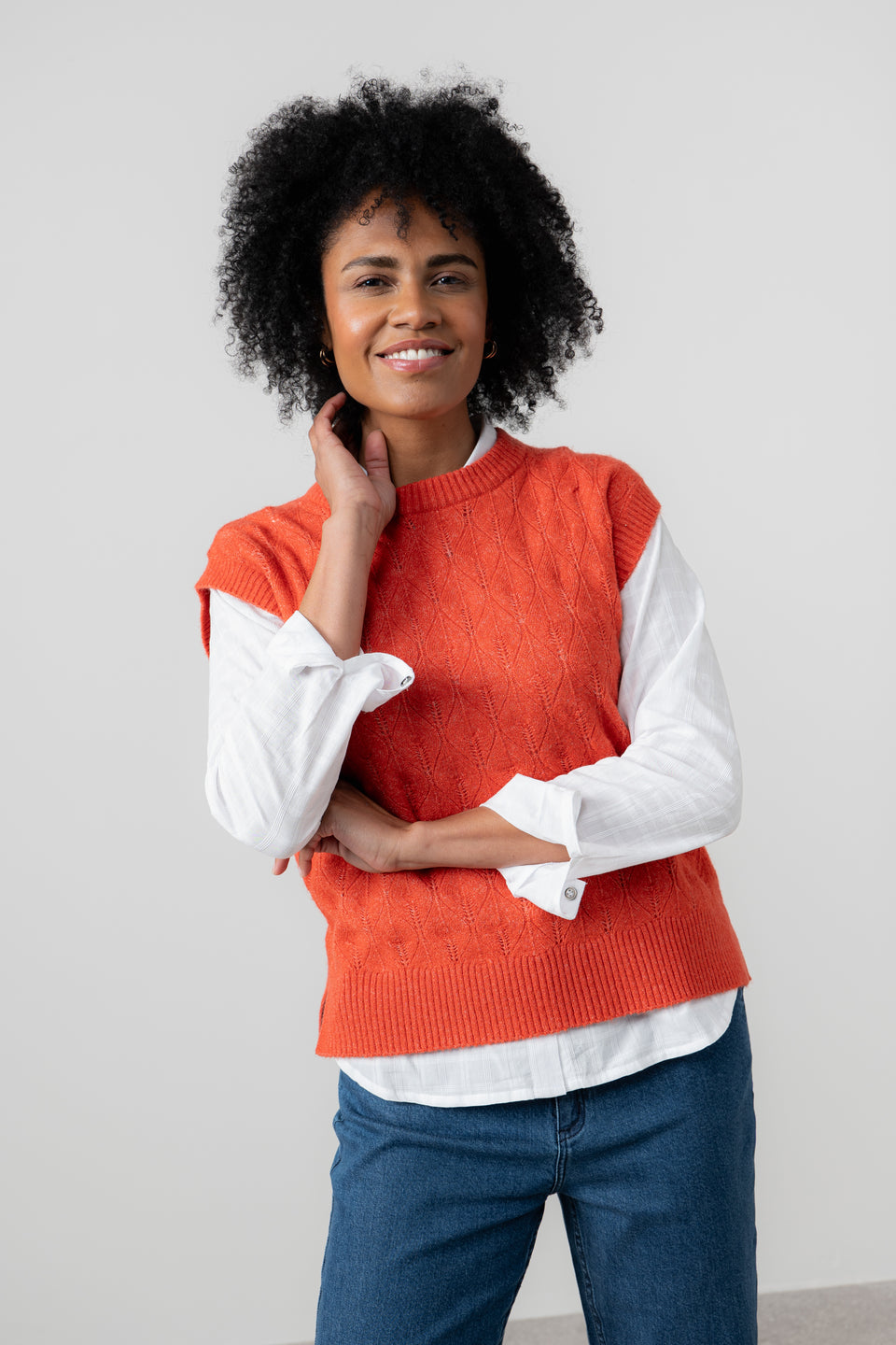 Lily & Me Wallace Pointelle Knit Tank Red