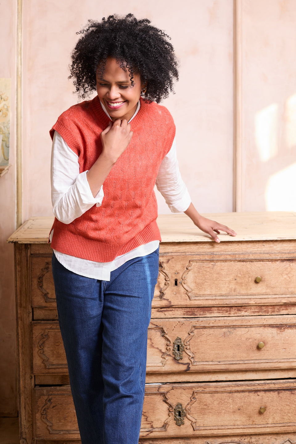 Lily & Me Wallace Pointelle Knit Tank Red