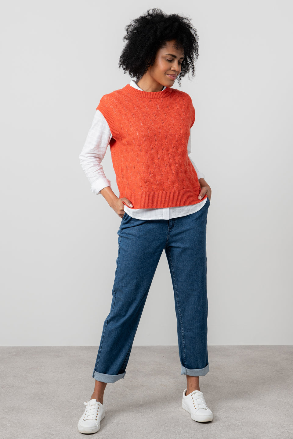 Lily & Me Wallace Pointelle Knit Tank Red