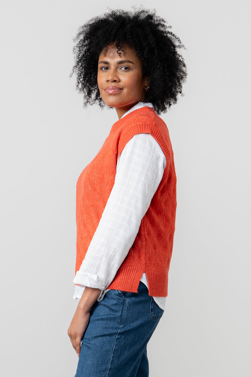Lily & Me Wallace Pointelle Knit Tank Red