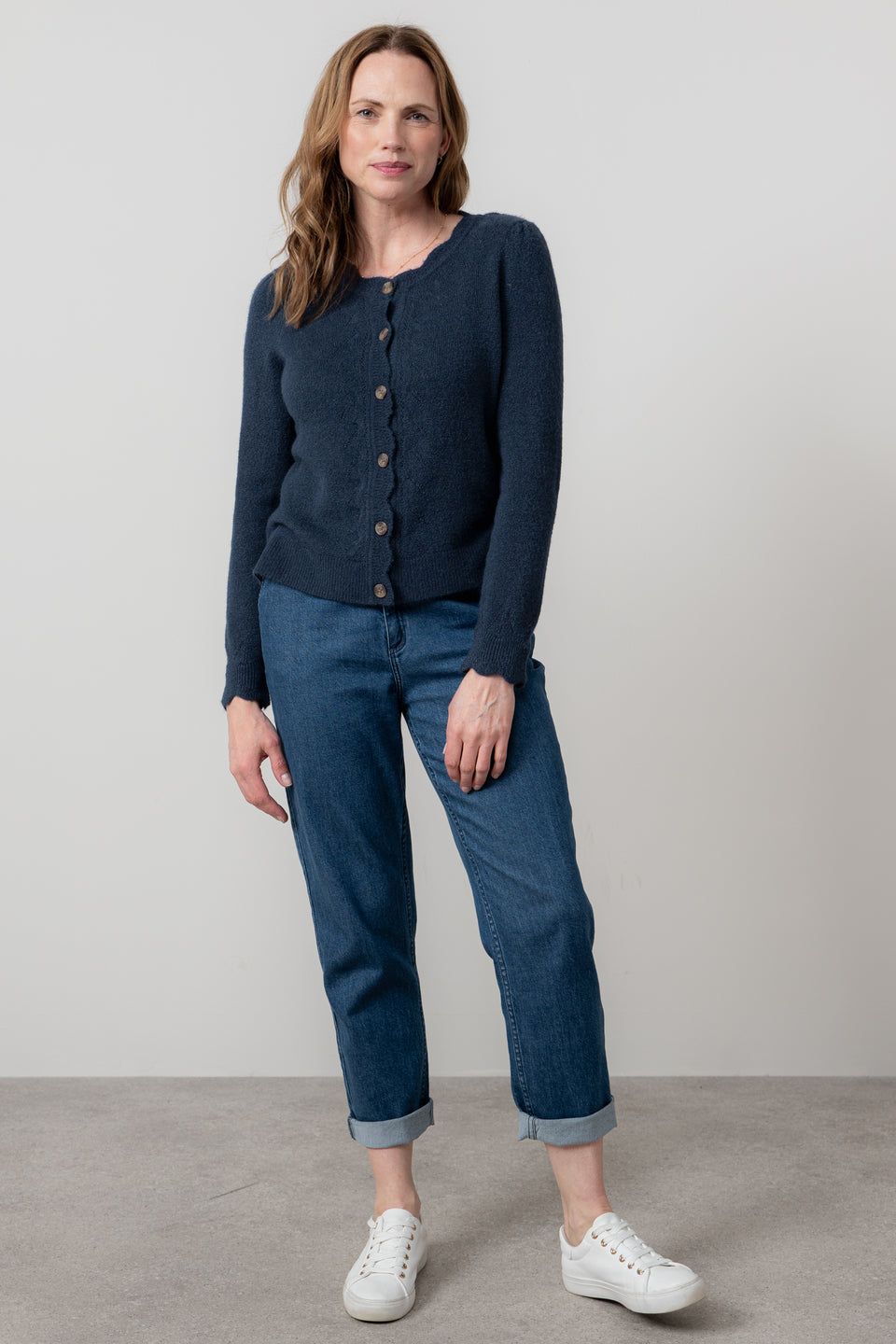 Lily & Me Layla Pointelle Knit Cardigan Navy