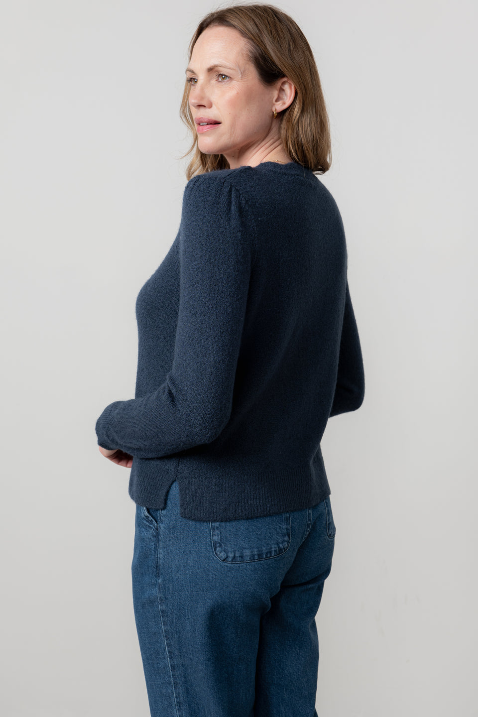 Lily & Me Layla Pointelle Knit Cardigan Navy