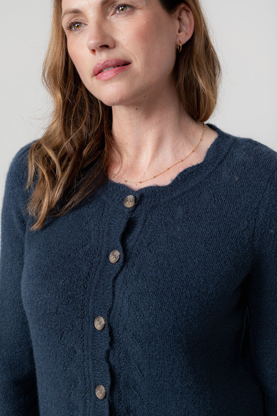 Lily & Me Layla Pointelle Knit Cardigan Navy