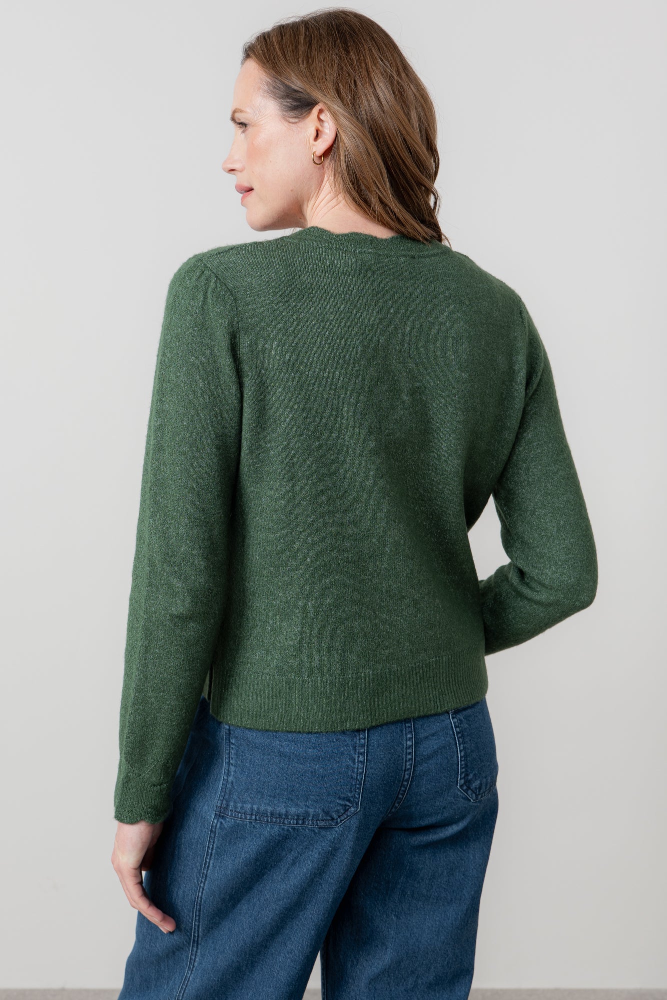 Lily & Me Layla Pointelle Knit Cardigan Pine Green