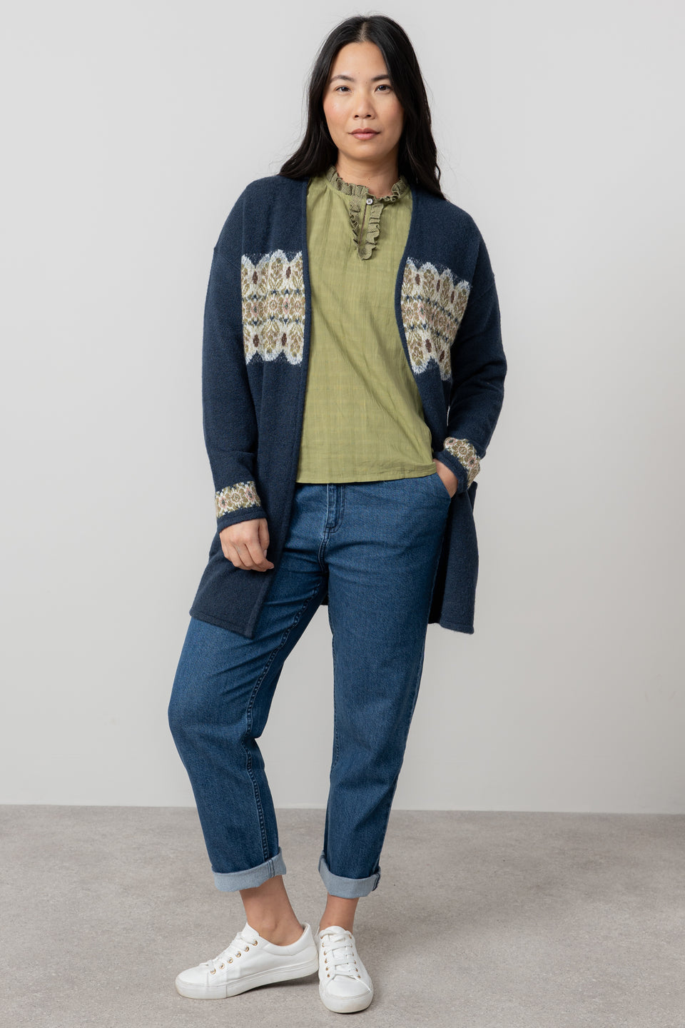 Lily & Me Isle Longline Fair Isle Cardigan