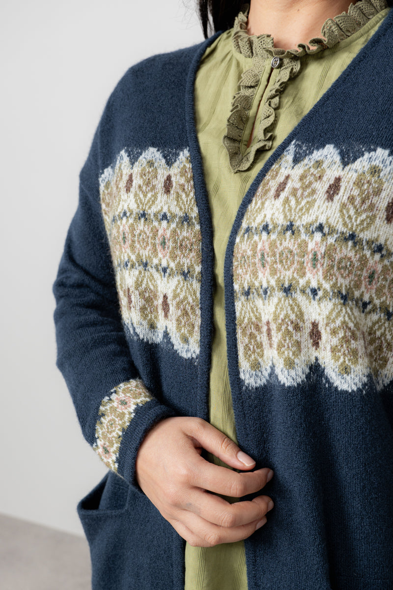 Lily & Me Isle Longline Fair Isle Cardigan