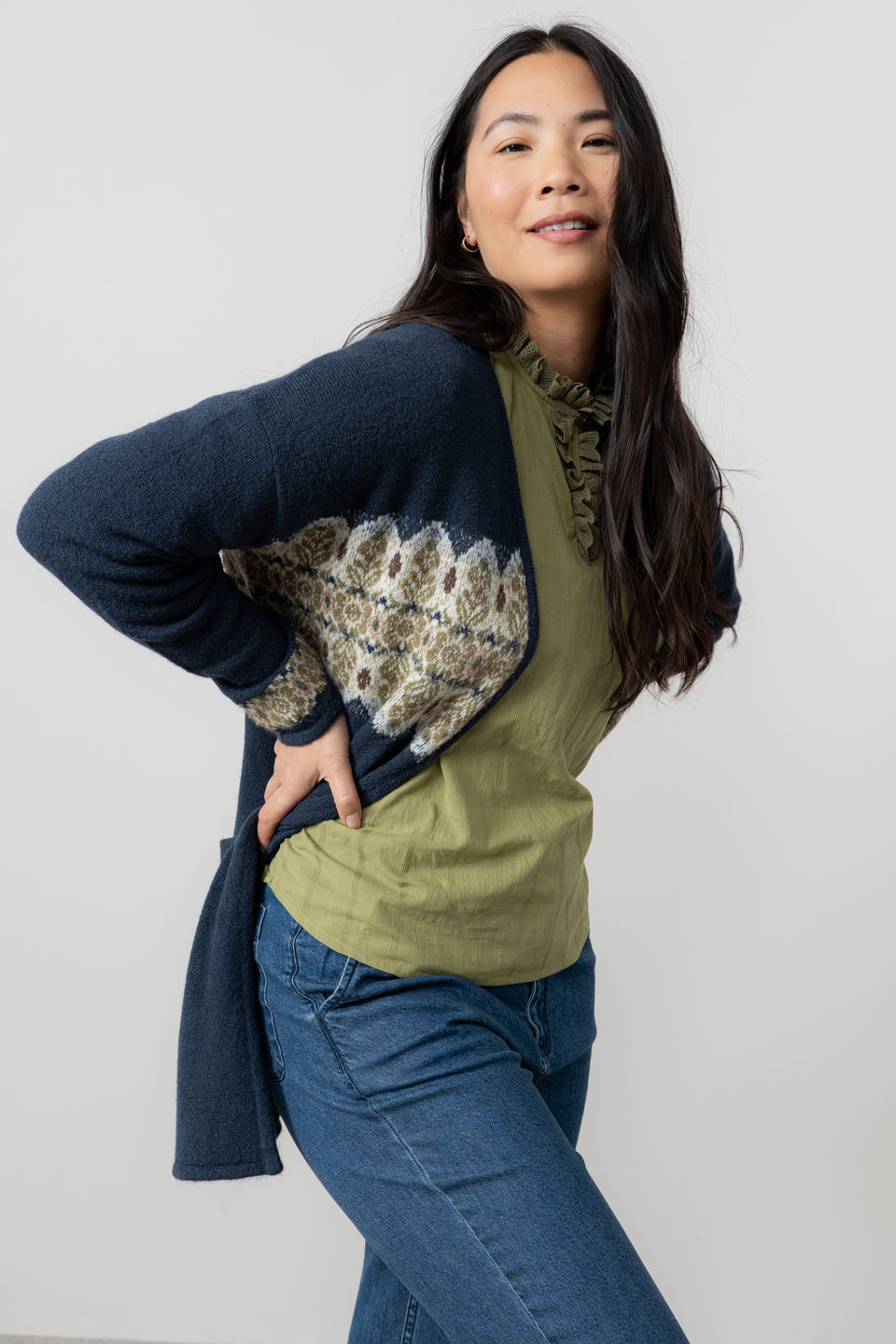 Lily & Me Isle Longline Fair Isle Cardigan
