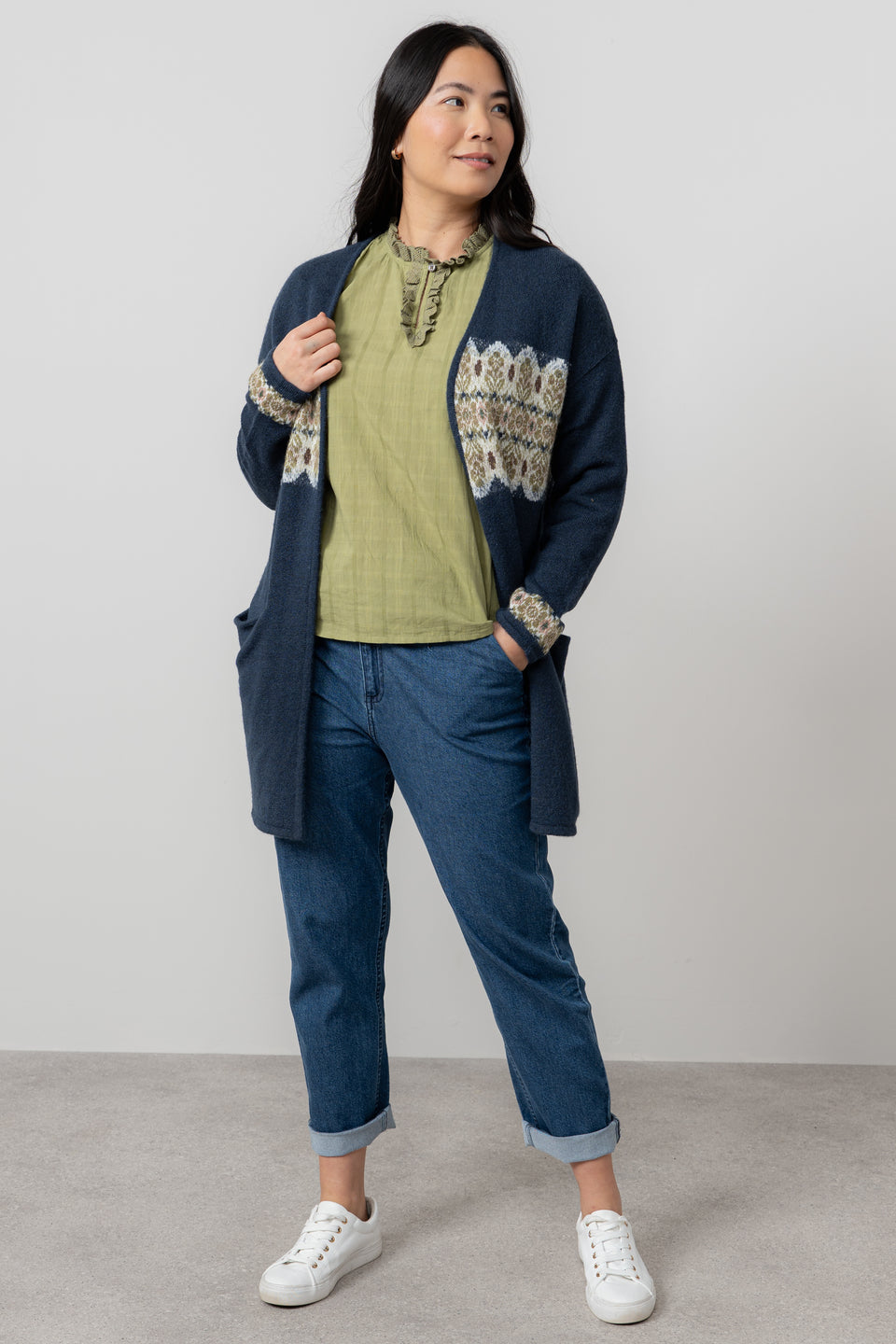 Lily & Me Isle Longline Fair Isle Cardigan