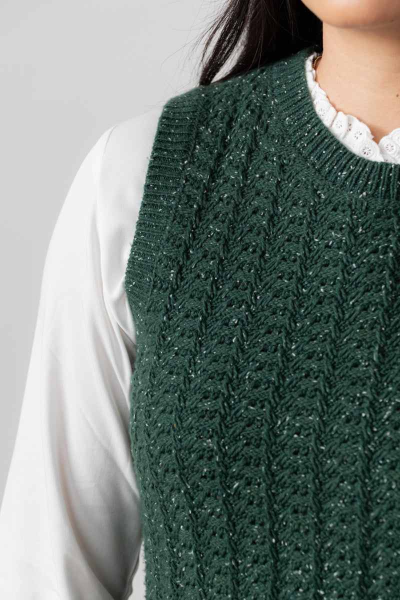 Lily & Me Eva Fleck Knit Tank in Pine Green