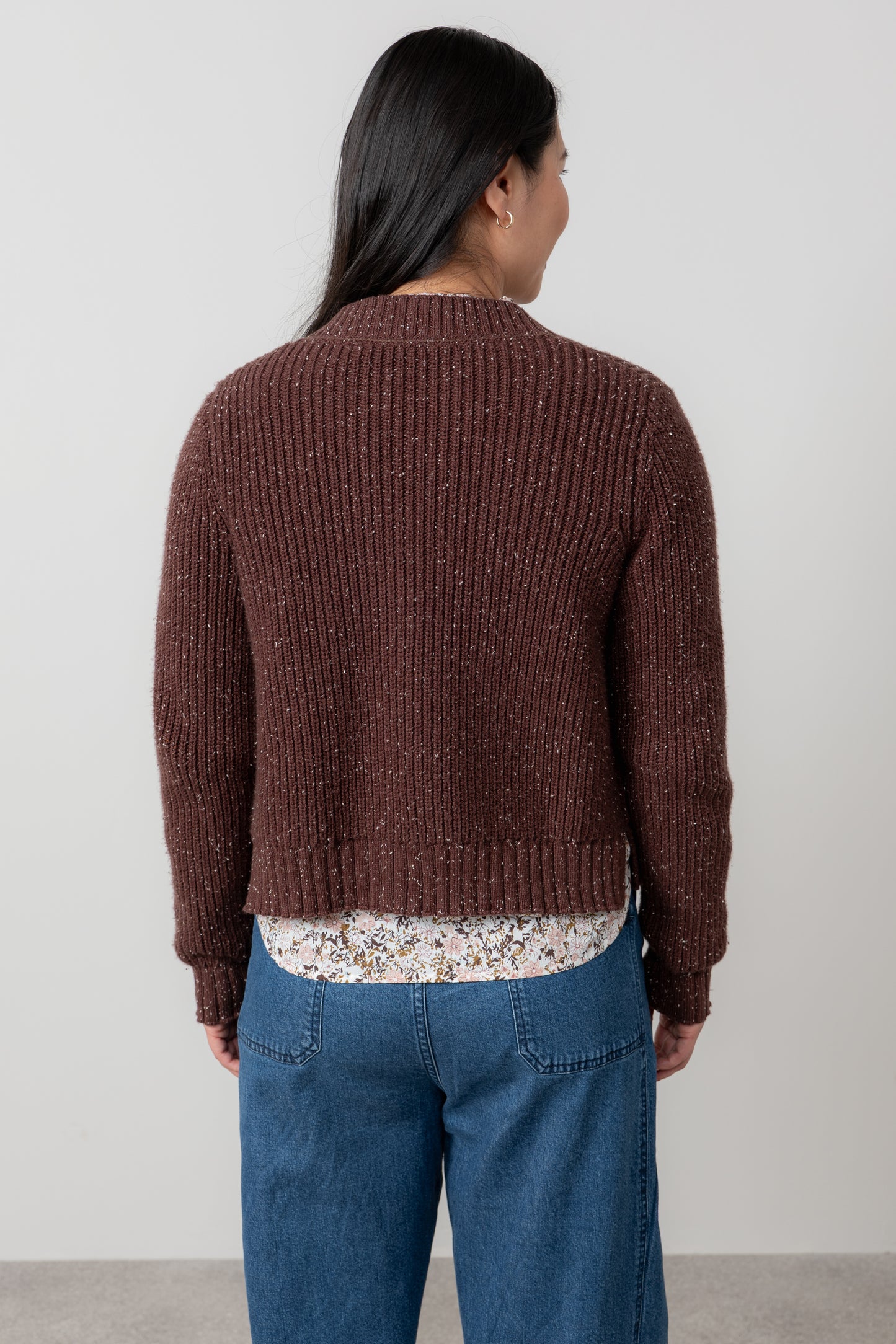 Lily & Me June Fleck Knit Rib Cardigan Chocolate