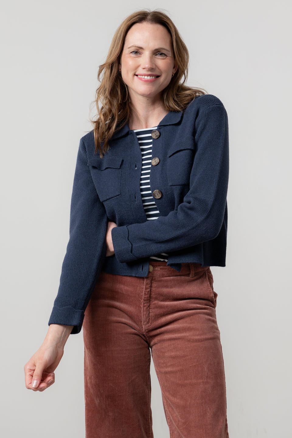 Lily & Me Chestnut Knitted Jacket Navy