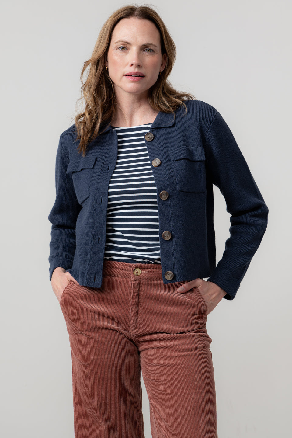 Lily & Me Chestnut Knitted Jacket Navy