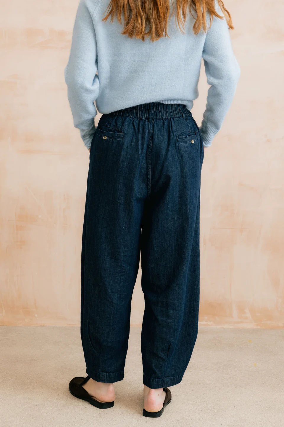 Lily & Me Ayla Barrel Leg Dark Wash Denim Trousers