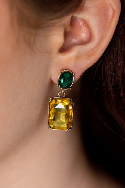 LAST TRUE ANGEL Gem Drop Earrings in Emerald & Citrine