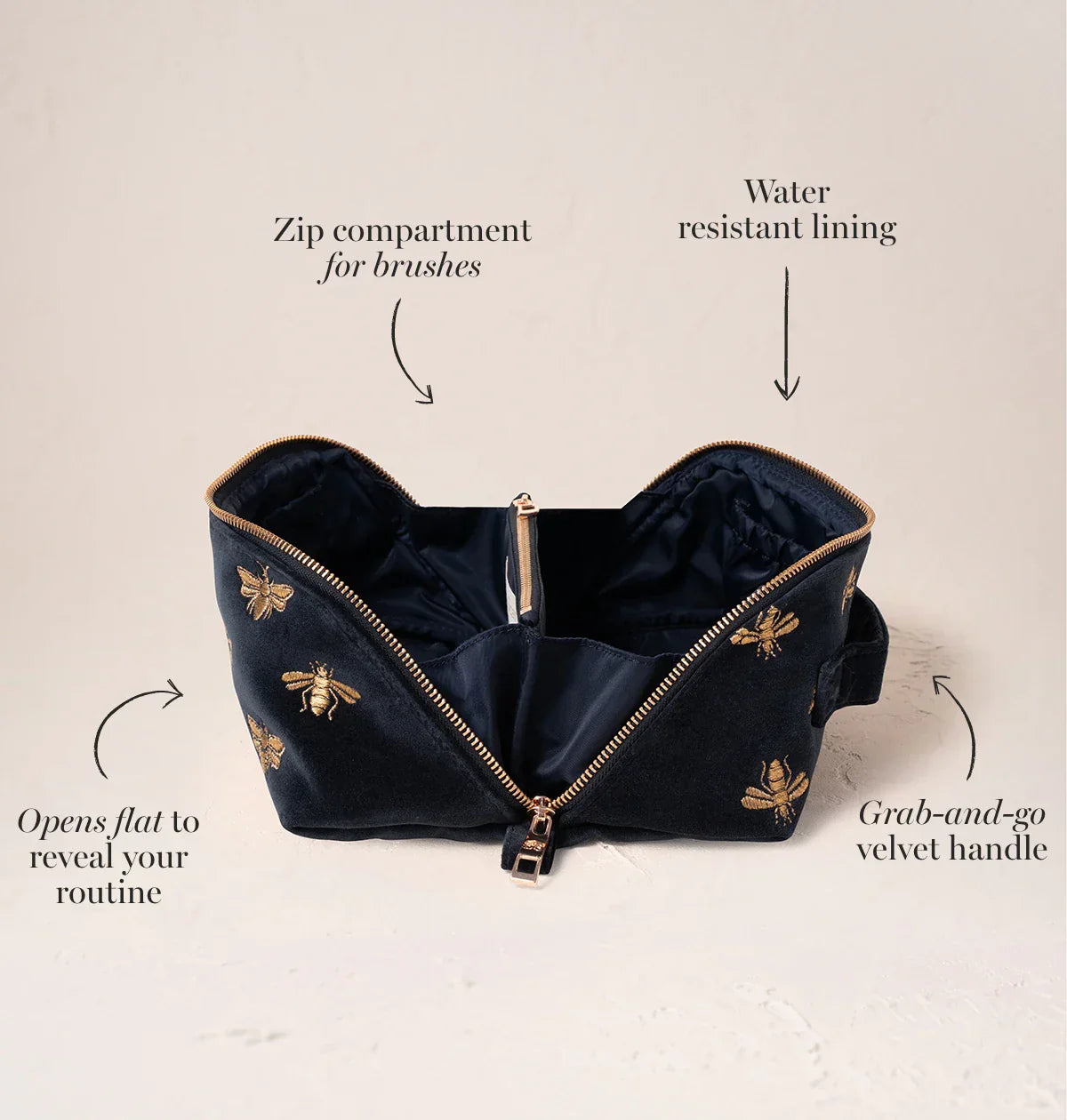 Honey Bee Open Flat Makeup Bag
