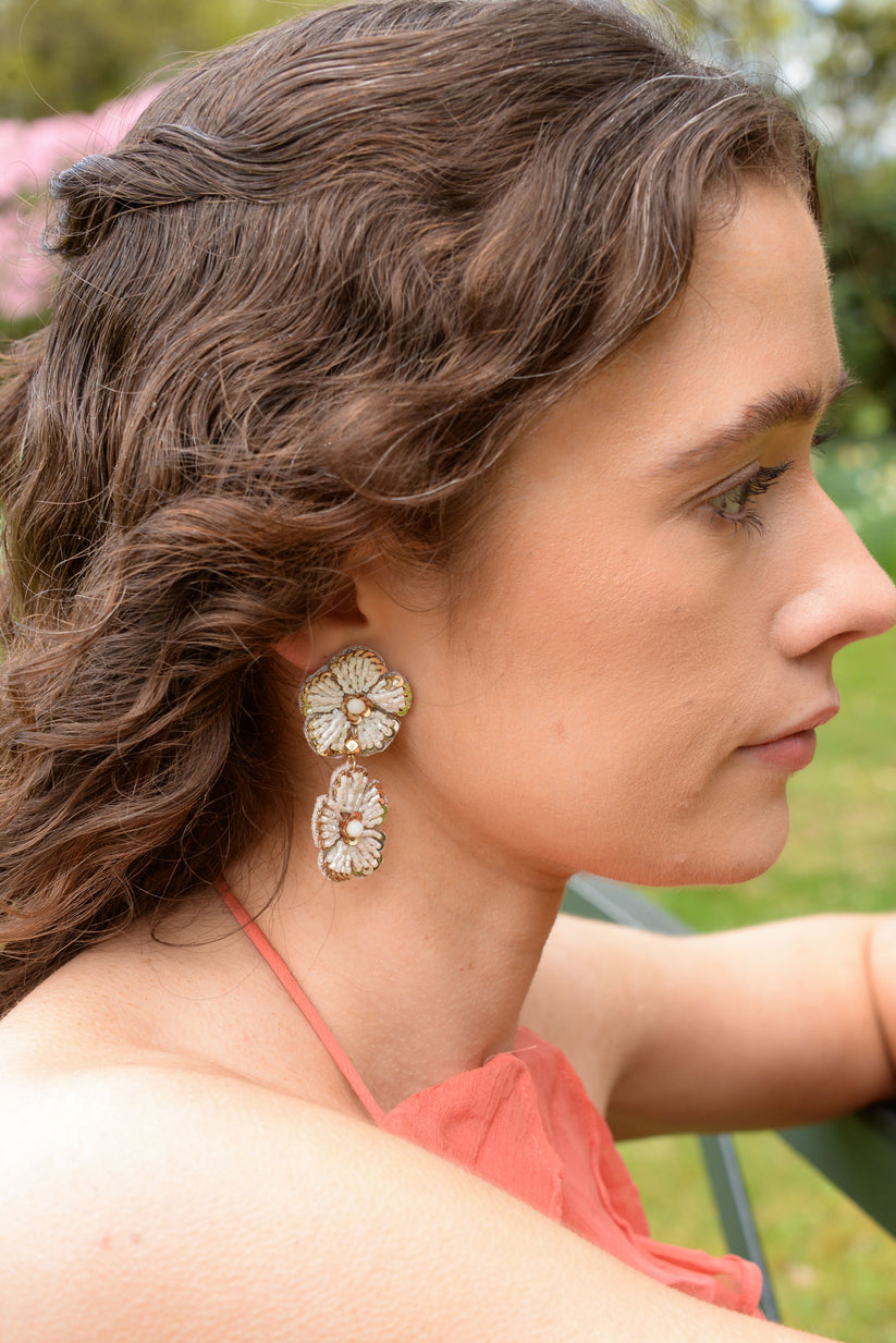 My Doris Floral Double Drop Earrings