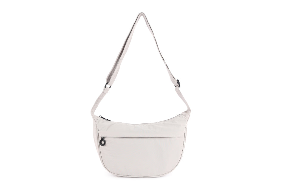 Sling Zip Front Cross Body Bag in Pebble Grey