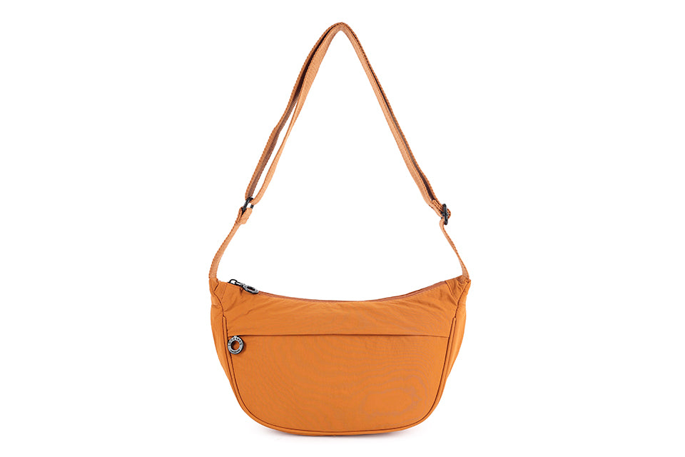 Sling Zip Front Cross Body Bag in Burnt Sienna