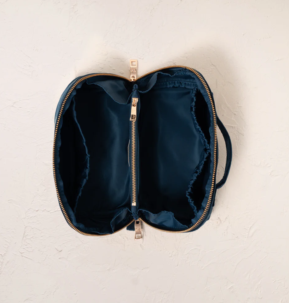 Turtle Conservation Open Flat Makeup Bag in Marine Navy