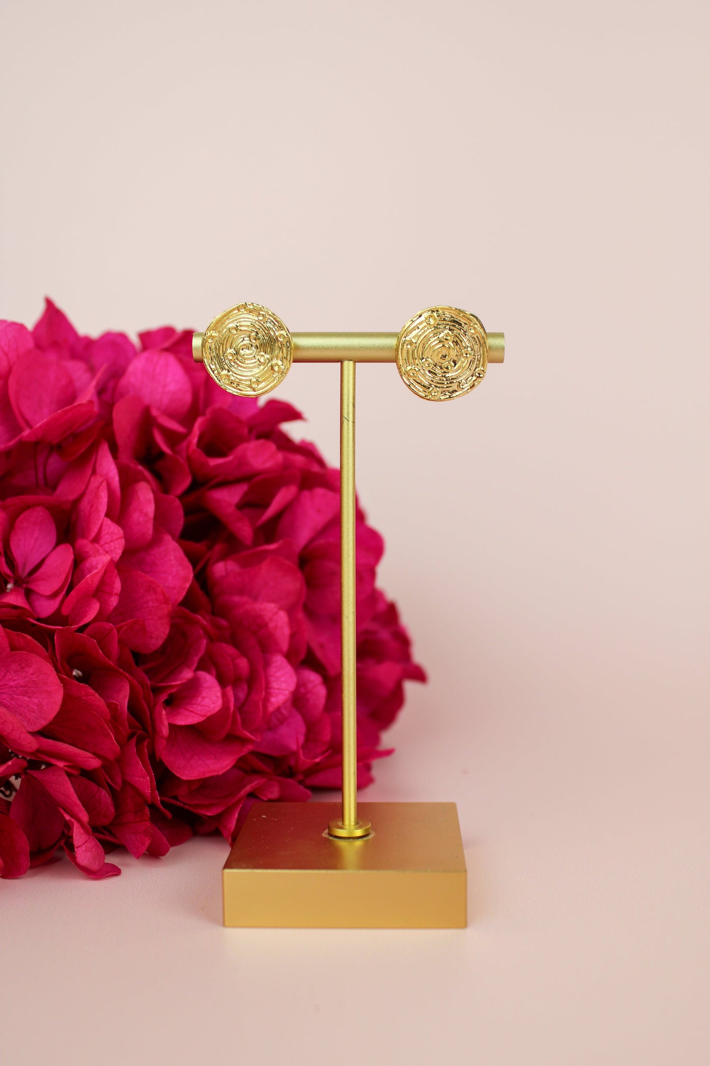 My Doris Gold Spiral Disc Stud Earrings