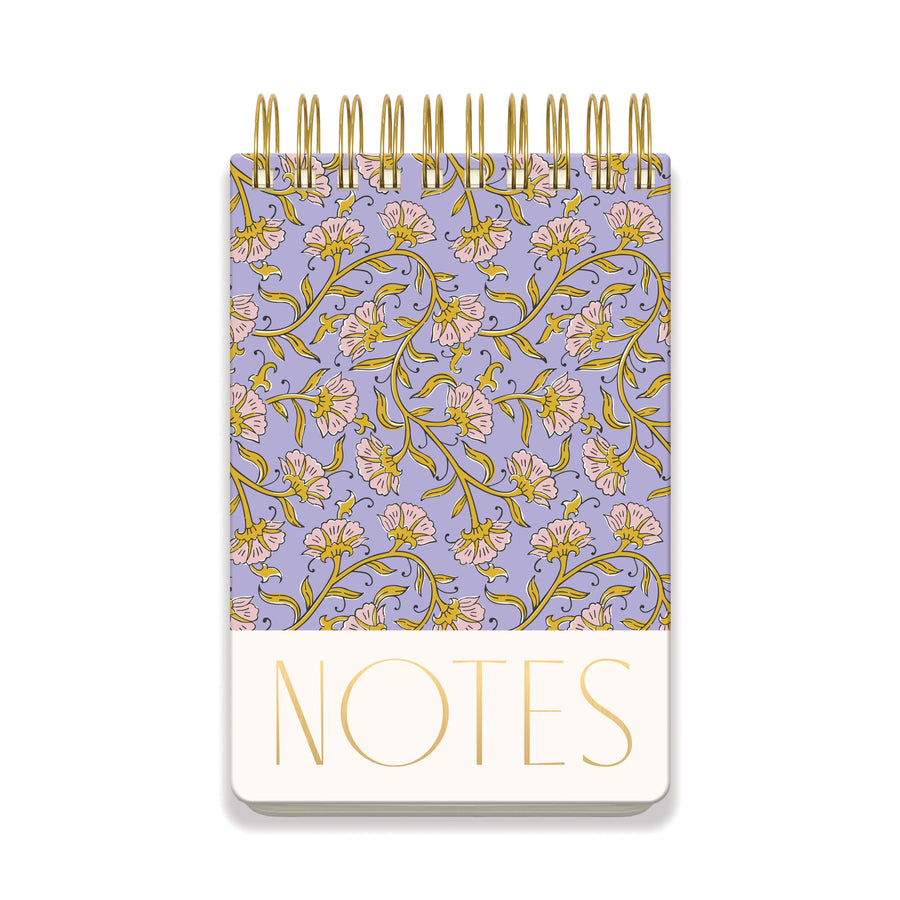 Twin Wire Large Chunky Notepad - Purple Vintage Floral