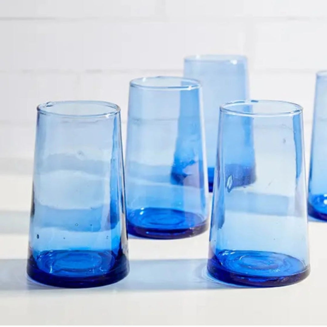Hand-blown Moroccan Highball Tumbler in Blue