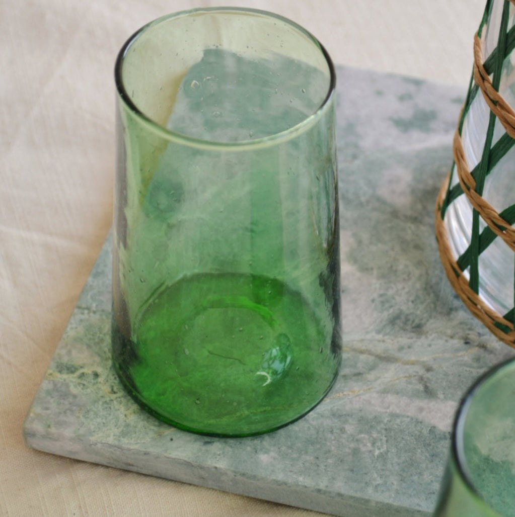 Hand-blown Moroccan Highball Tumbler in Green