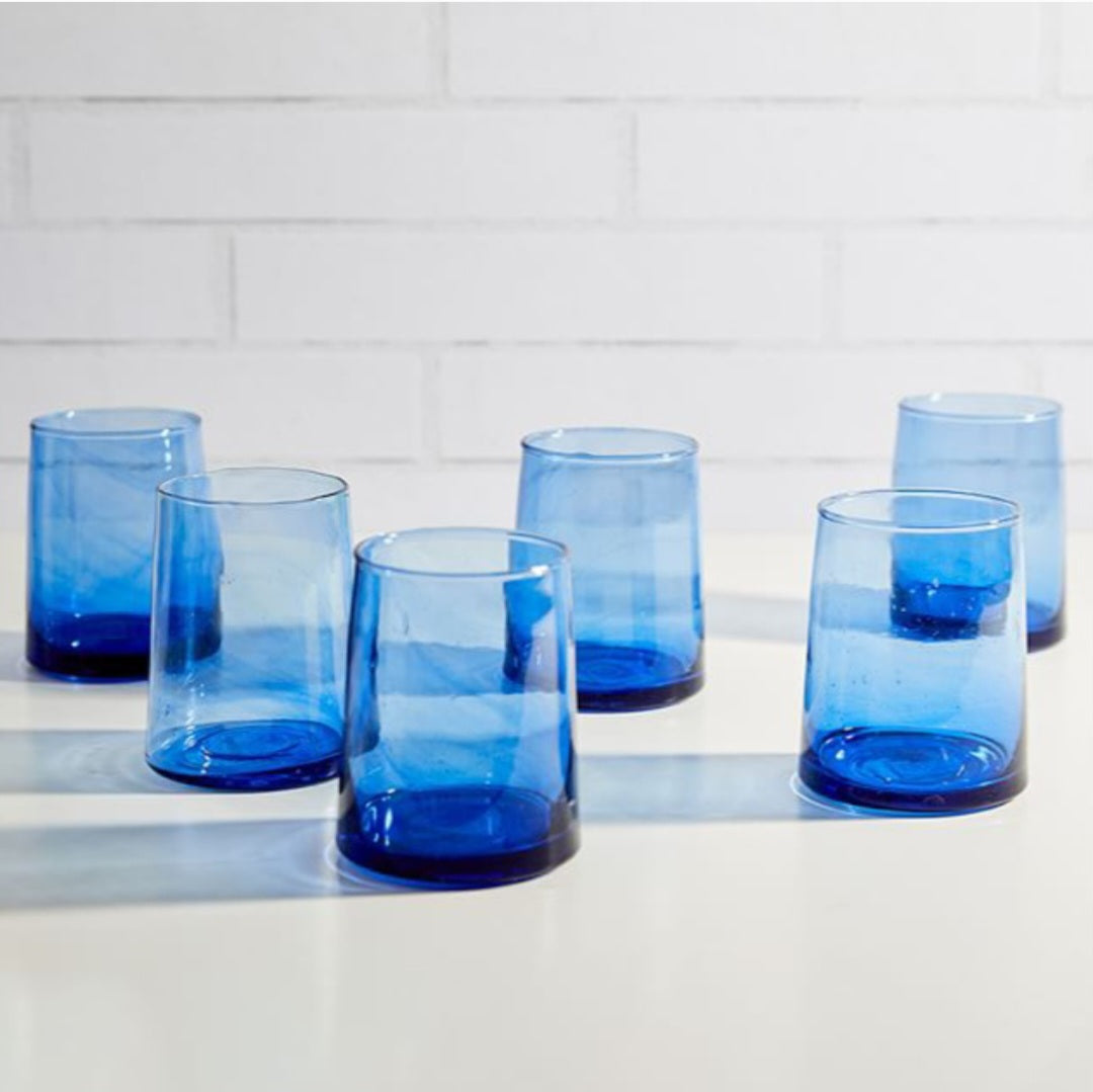 Hand-blown Moroccan Mid Tumbler in Blue