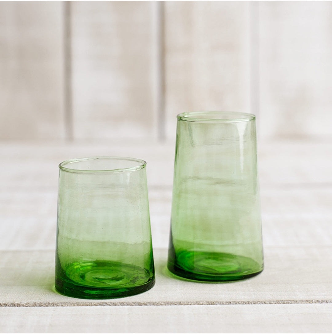 Hand-blown Moroccan Highball Tumbler in Green