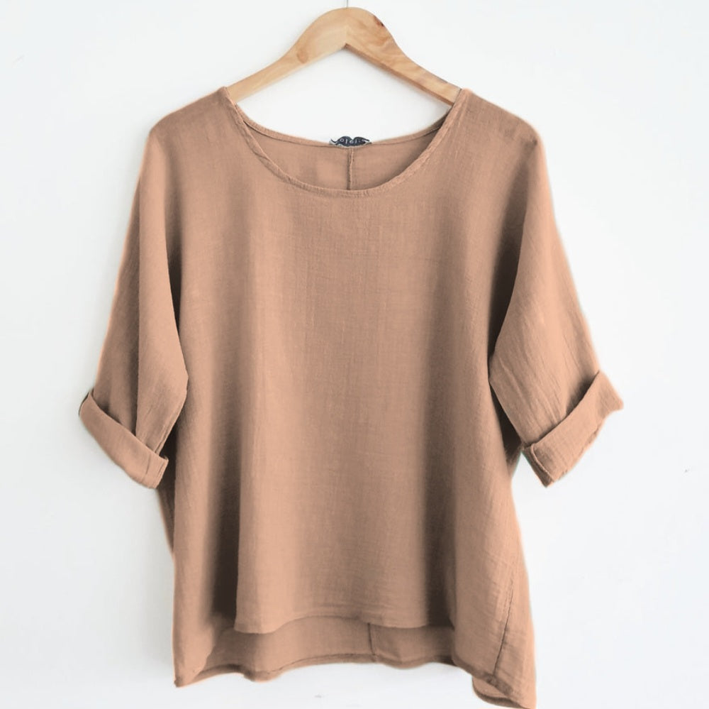 Cropped Linen Top in Sandstone