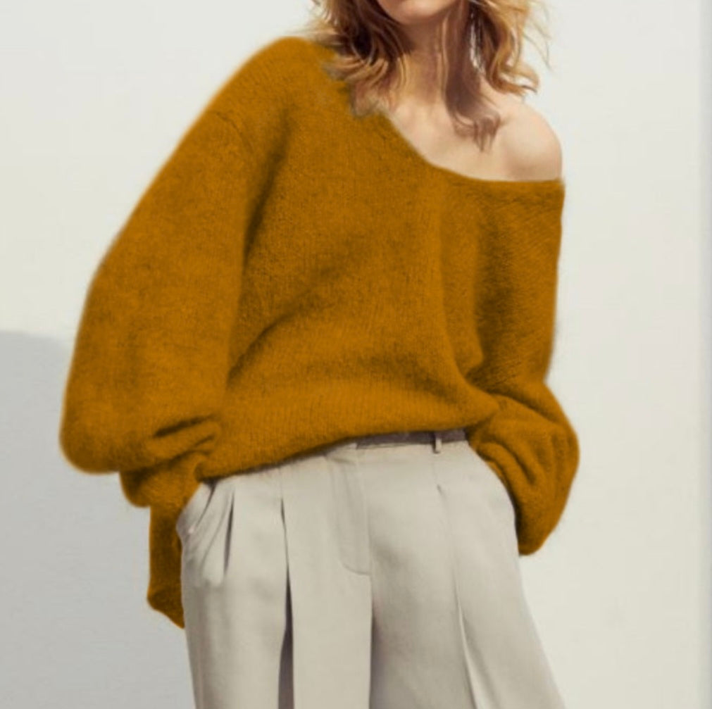 Mohair Slouch Jumper in Rich Tobacco