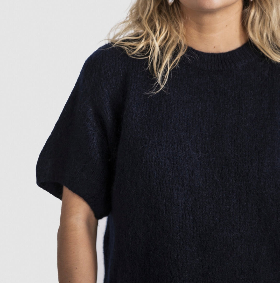 Mohair Cropped Jumper in Navy