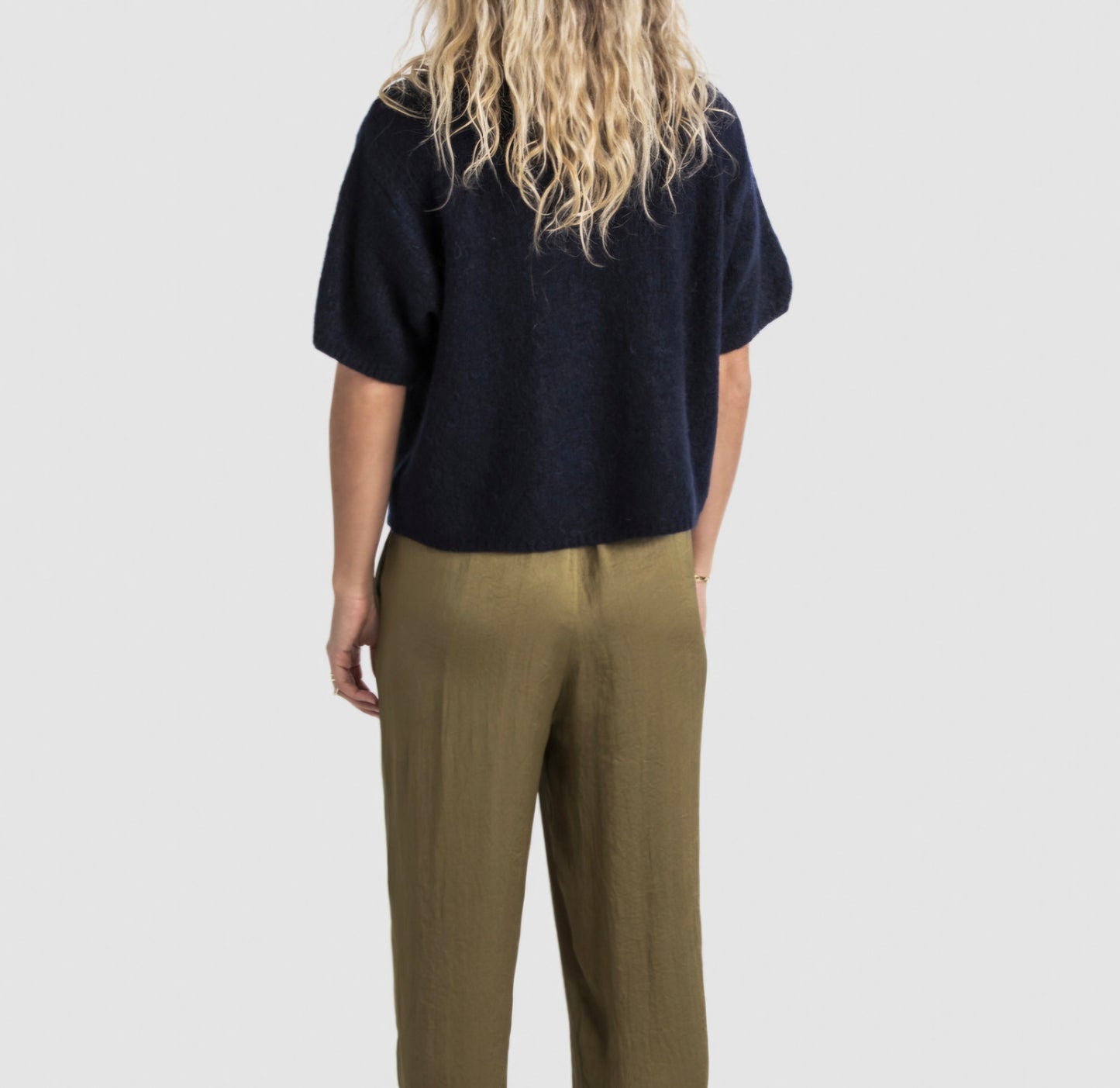Mohair Cropped Jumper in Navy