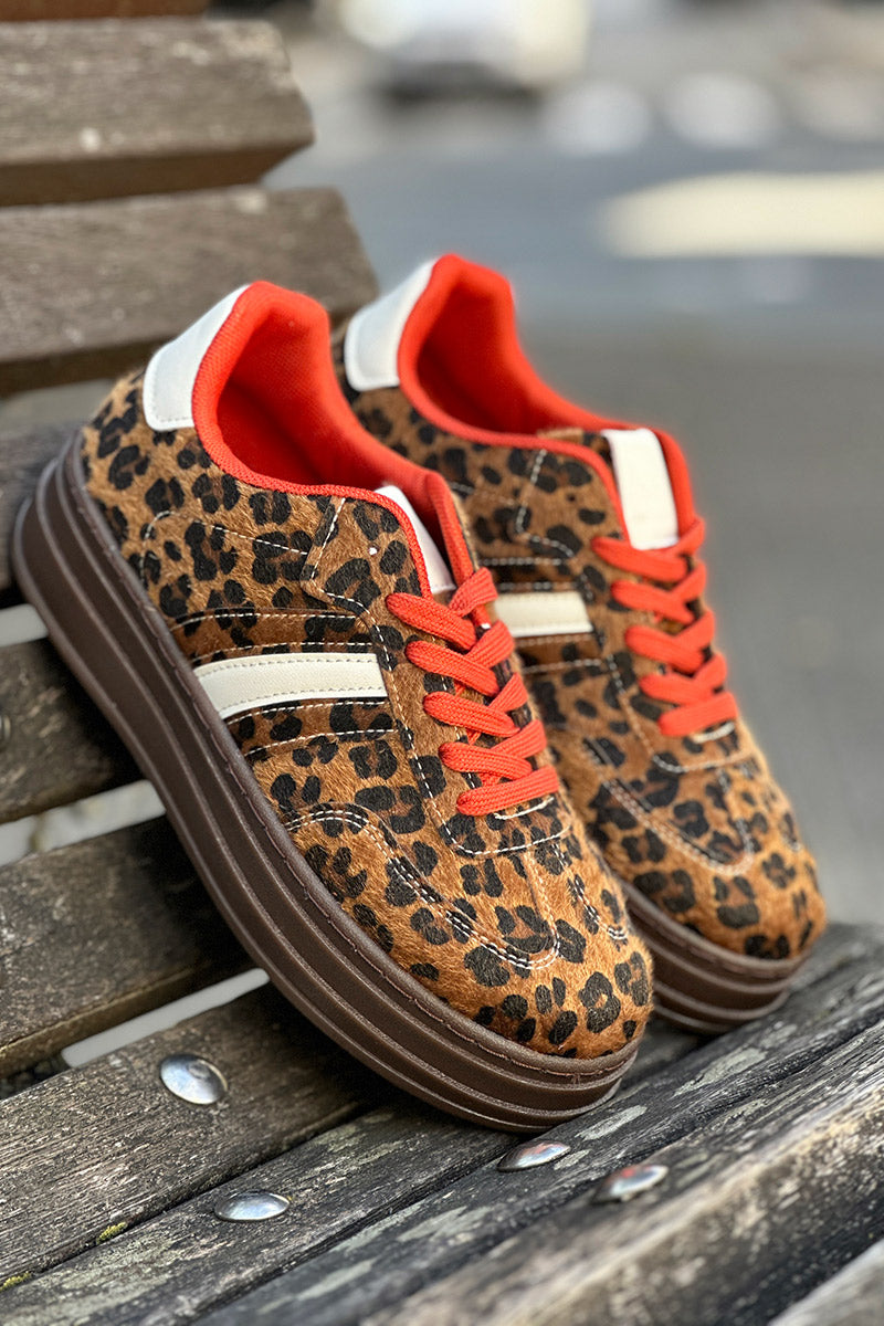 Ferra Faux Pony Leopard Print Trainers