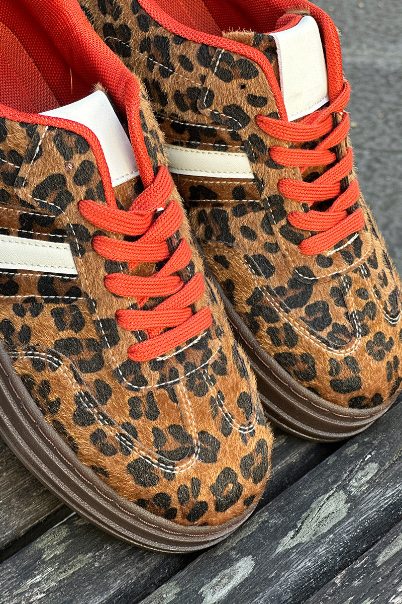 Ferra Faux Pony Leopard Print Trainers