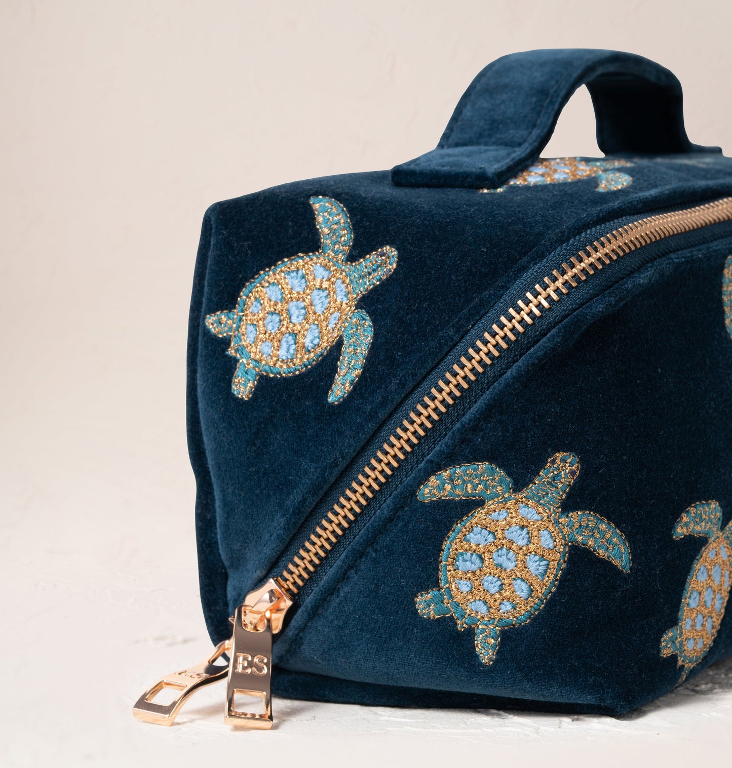 Turtle Conservation Open Flat Makeup Bag in Marine Navy