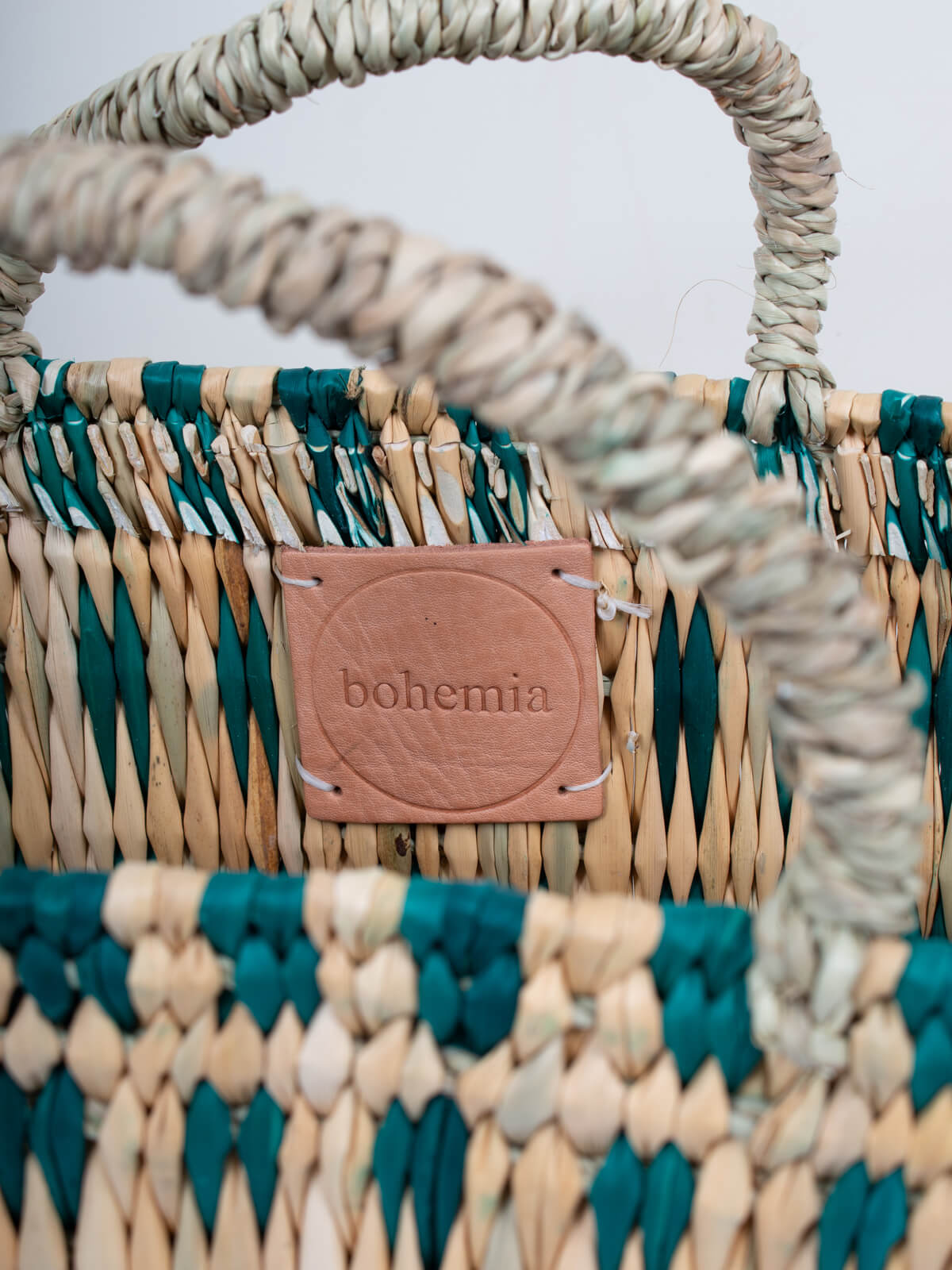 Bohemia Large Woven Reed Basket - Green
