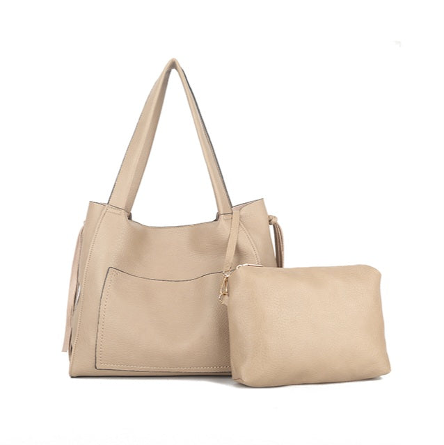 Shoulder Bucket Bag in Mushroom