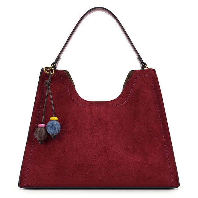 Faux Suede Rue Bag in Merlot