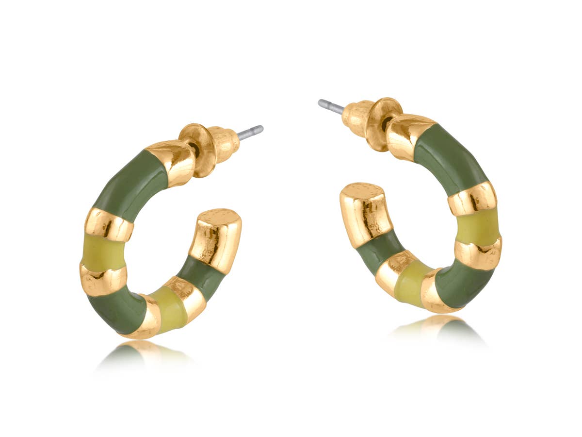 Sunny Multi Toned Enamelled Earrings in Green