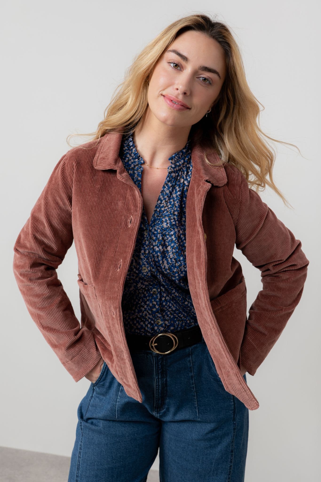 Lily & Me Ash Jumbo Cord Jacket Antique Rose