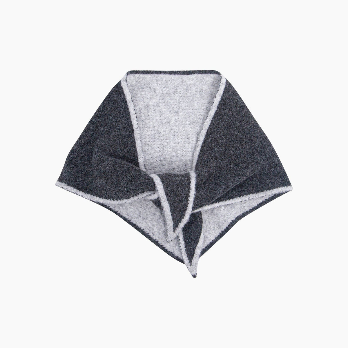 Contrast Trim Triangle Scarf - Dark Grey/Light Grey